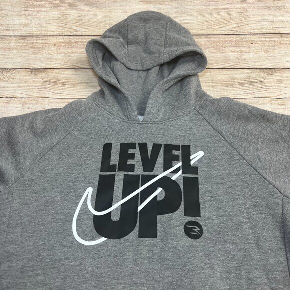 Nike Level Up! Hoodie Boys XL Gray Pullover Youth Hockey Athletic Sweatshirt - Picture 11 of 11